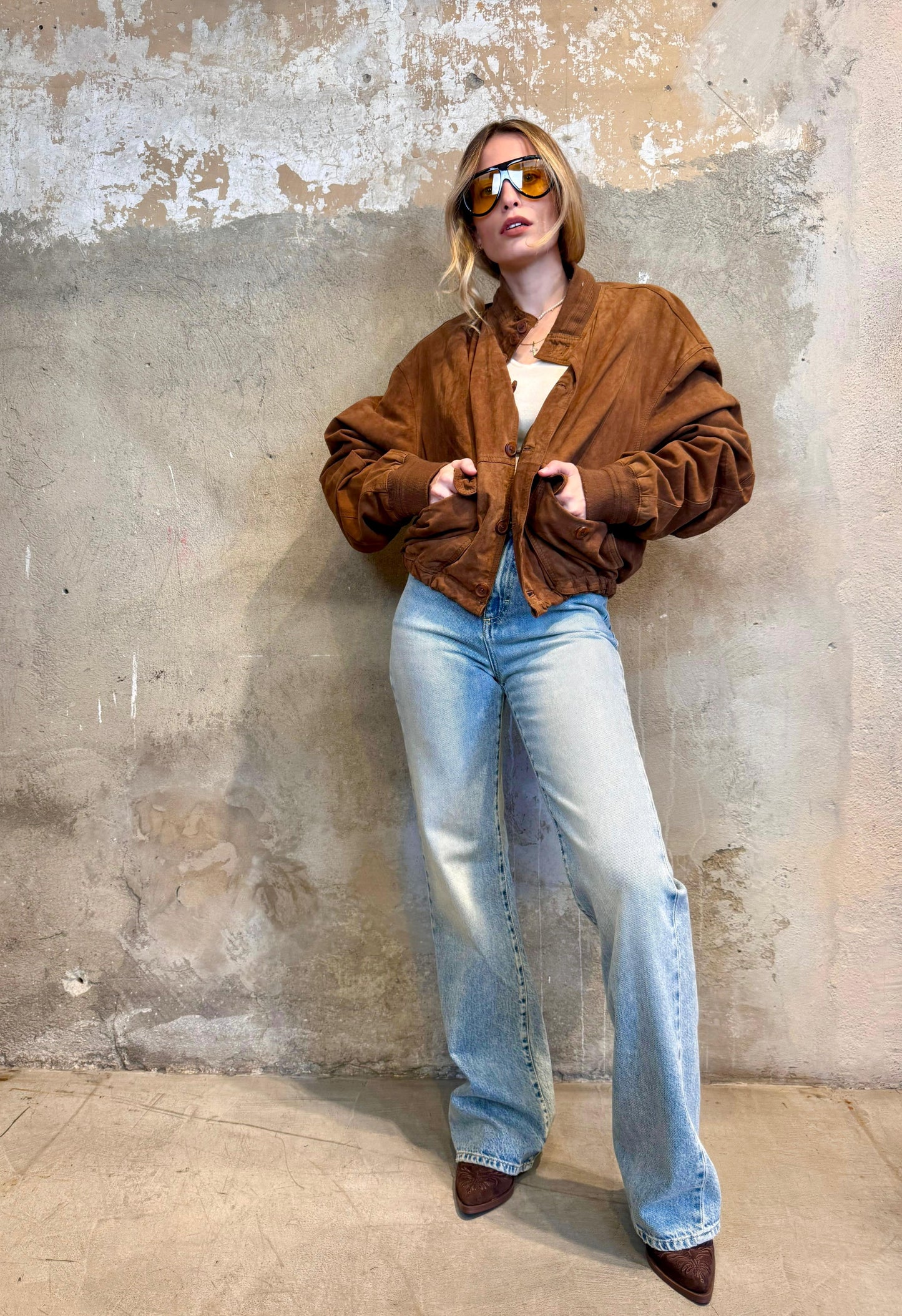 Bomber in camoscio