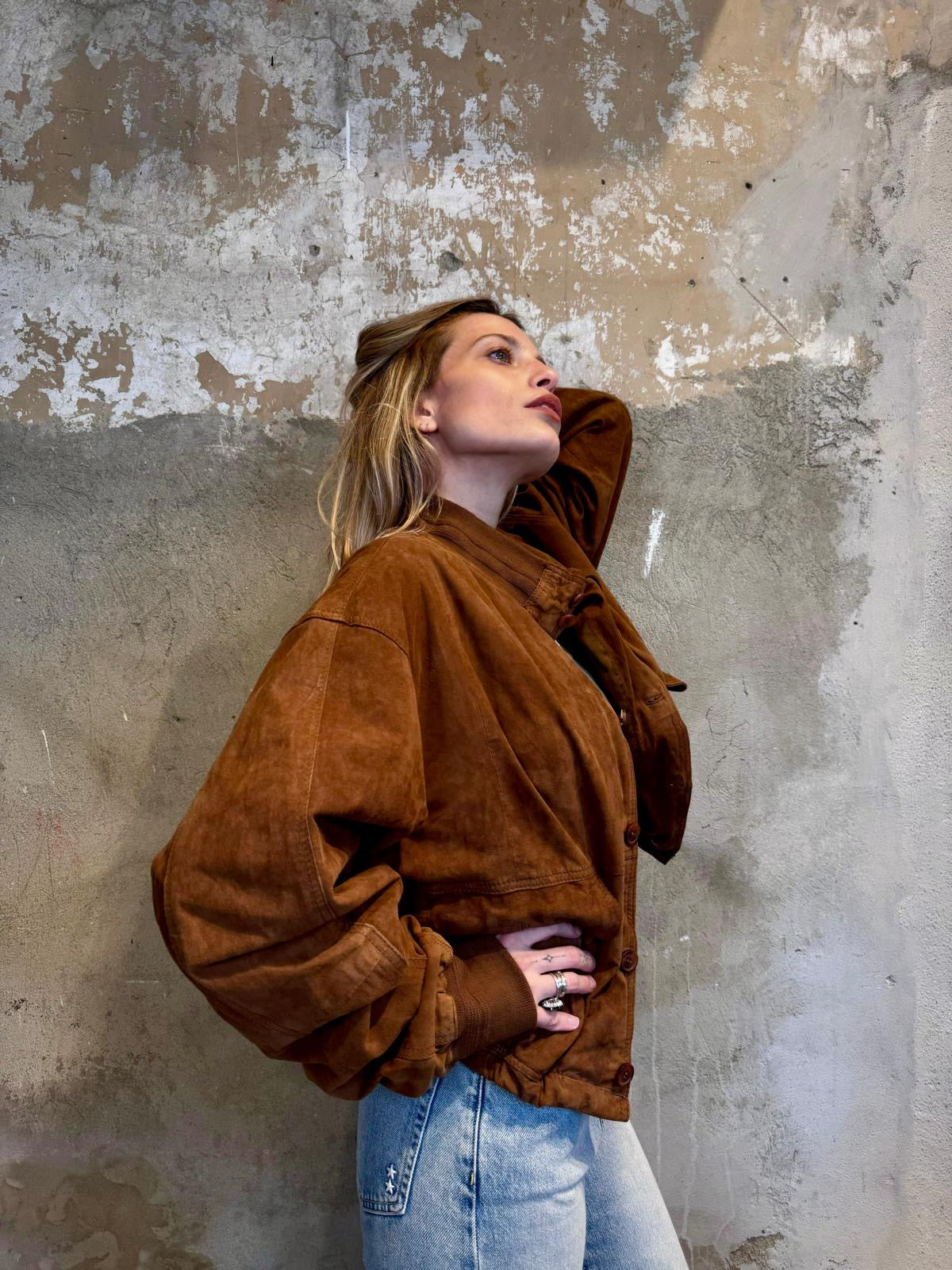 Bomber in camoscio