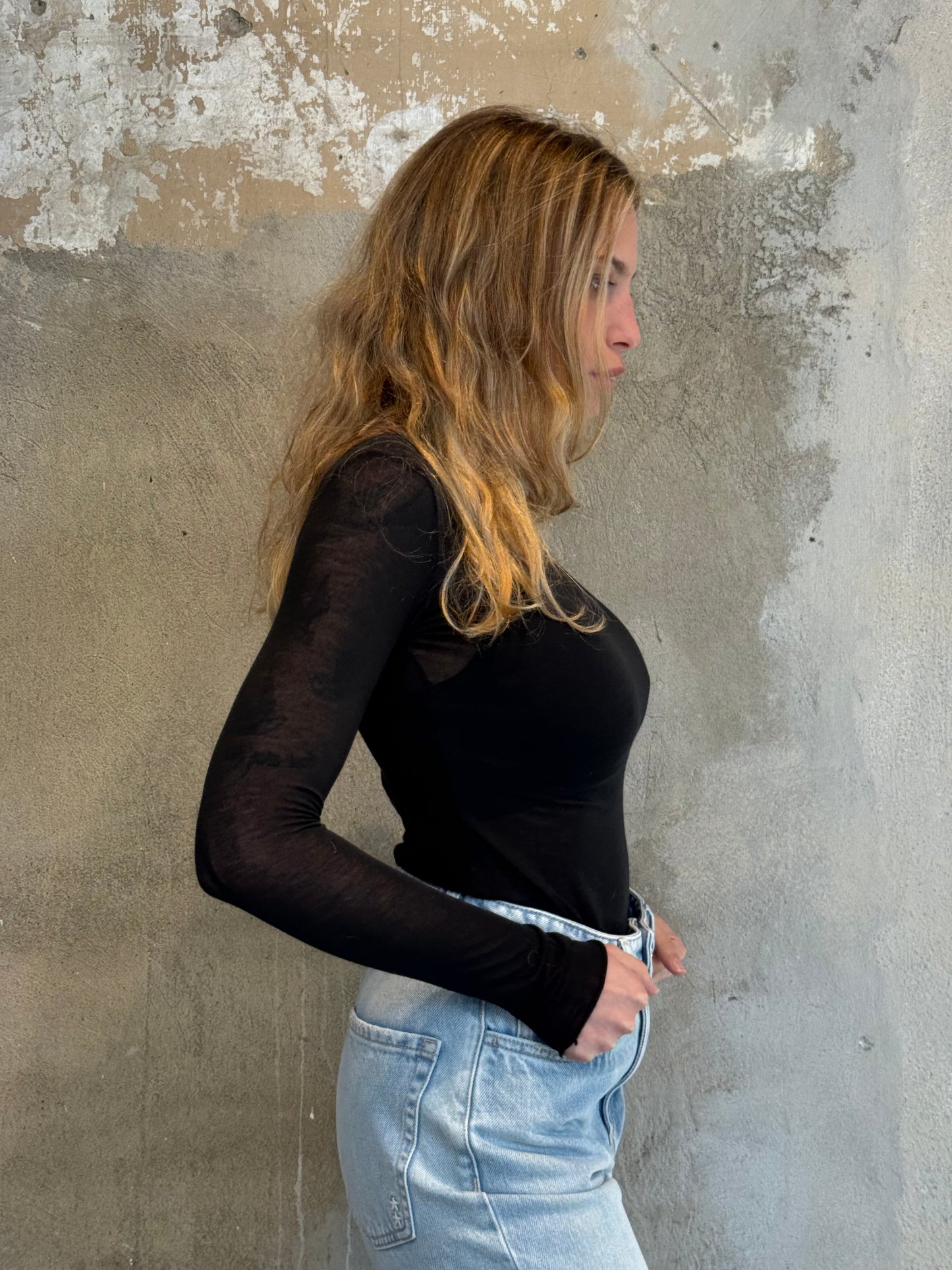 T-shirt misto cashmere mezzo collo