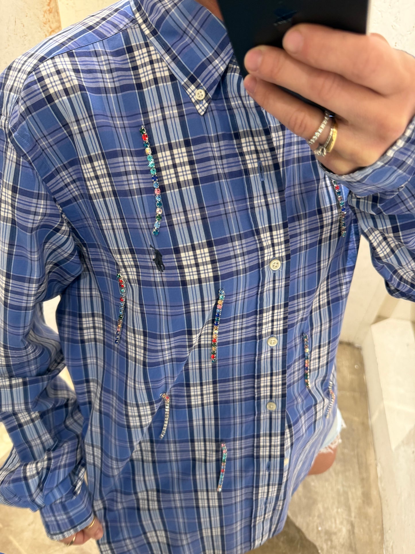 Camicia Ralph Lauren quadri strass