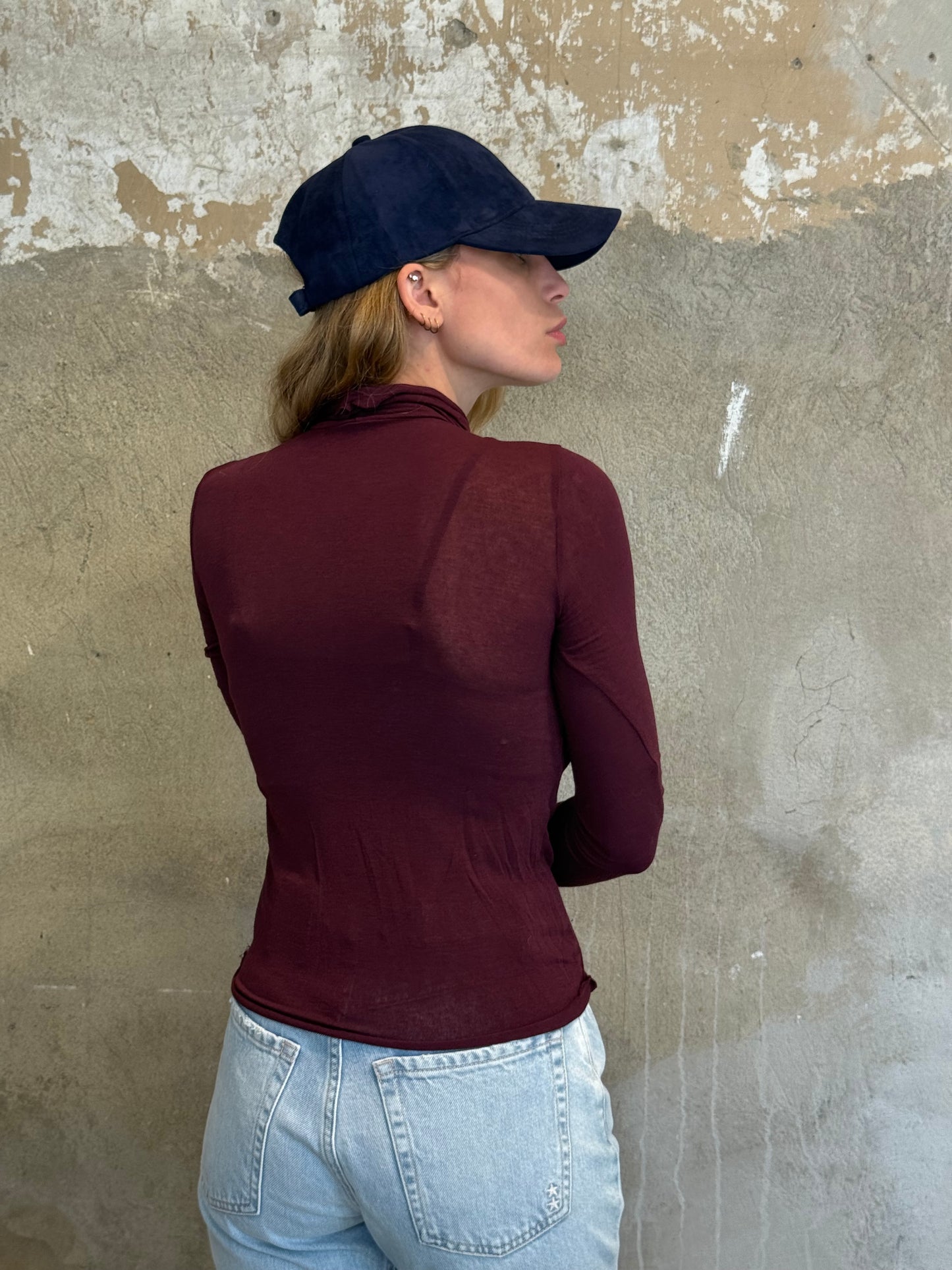 T-shirt collo alto misto cashmere