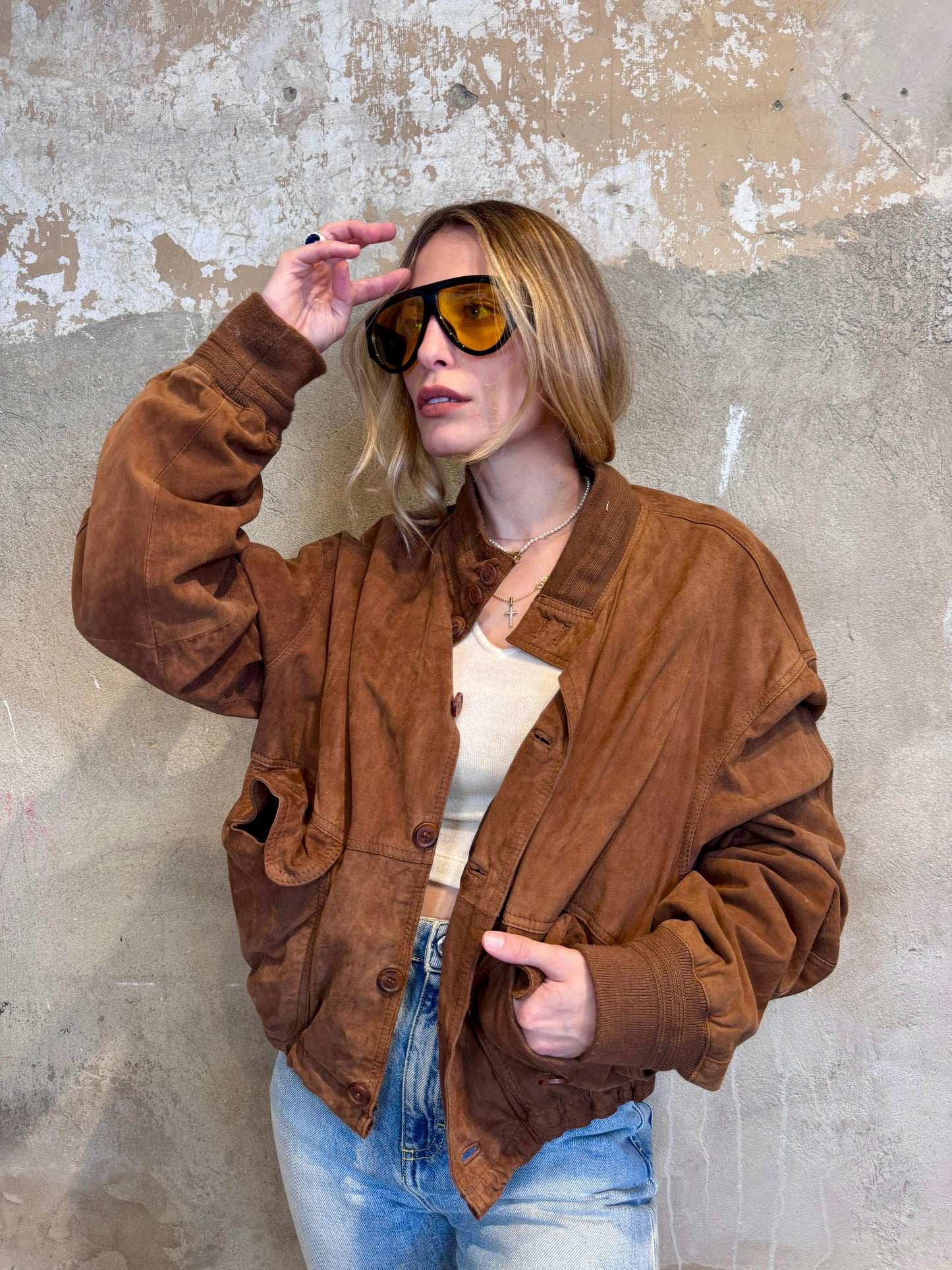 Bomber in camoscio