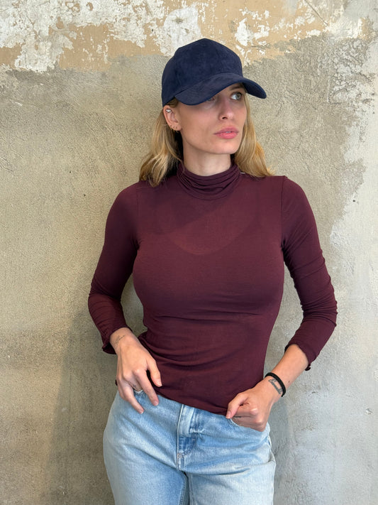 T-shirt collo alto misto cashmere