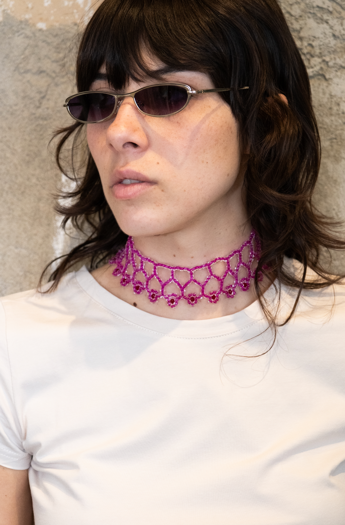 Chocker hand made Fuxia